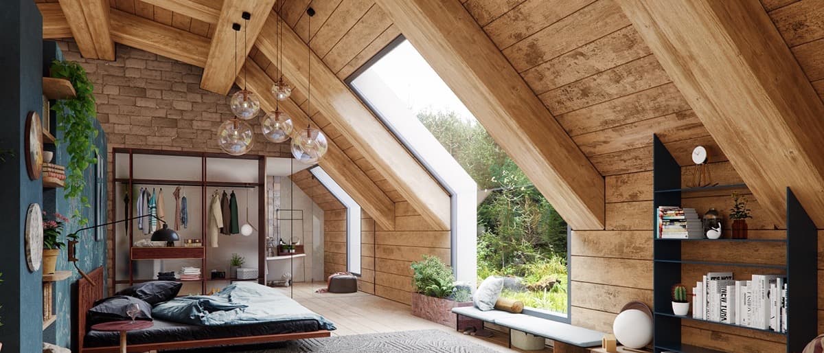 Спальня в доме из бруса; дизайн интерьера спальни в деревянном доме Holz House