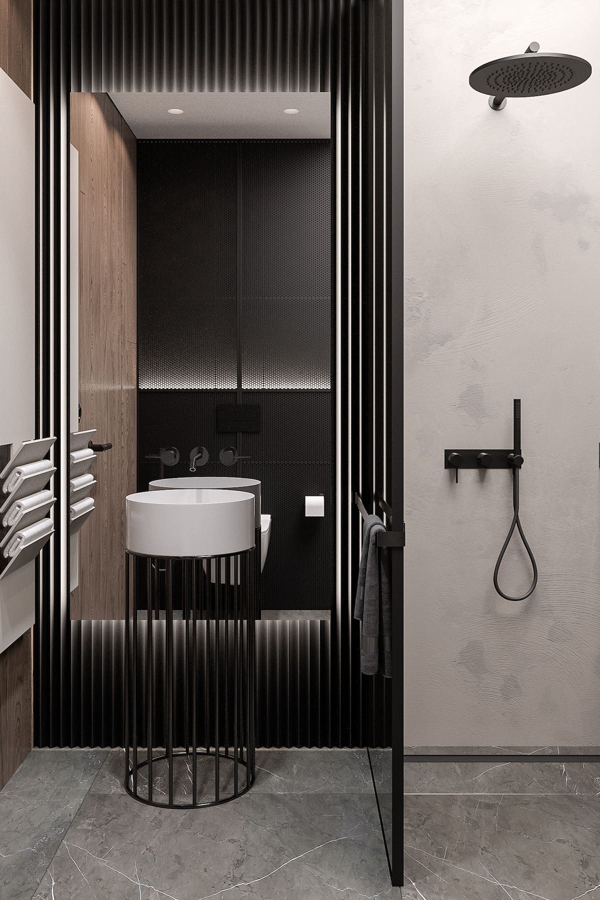 черно-белая ванная комната фото 16